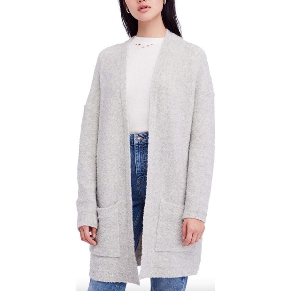 Free People Womens Long Open Cardigan Cape Jacket Grey Size Small casual comfort